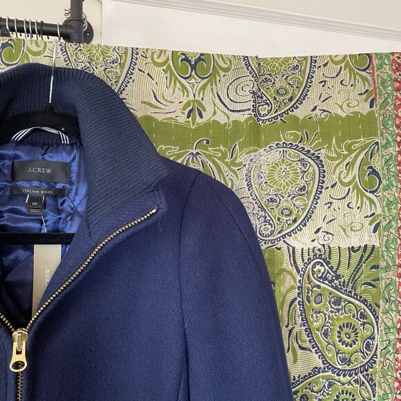 NWT J. Crew Navy Italian Wool Blend Stadium Cloth Lodge Coat Size 00 - Picture 5 of 16